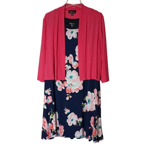 RN Studio By Ronni Nicole Women 20W 2 in 1 Navy Floral Dress & Stretch Sweater - Picture 1 of 10